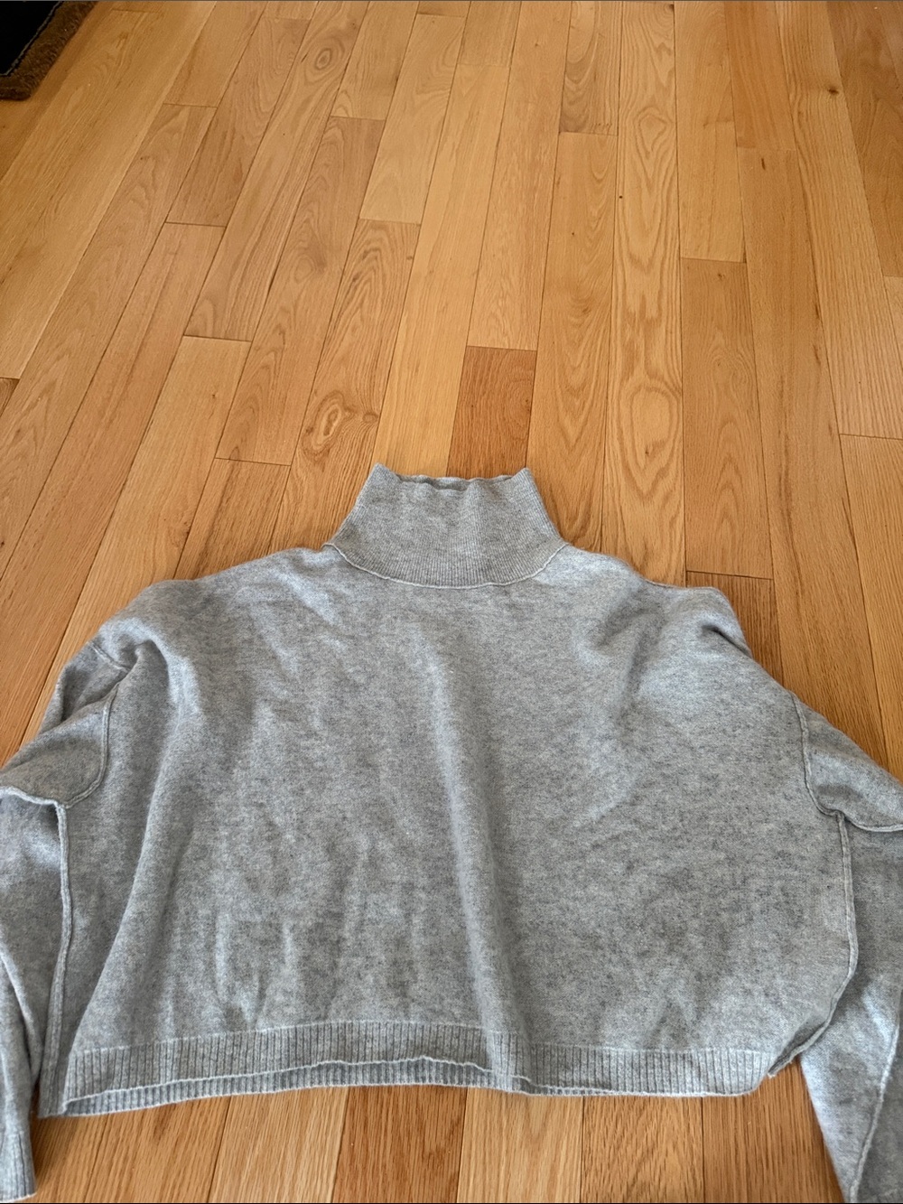 Free People Light Gray Cropped Turtleneck Sweater